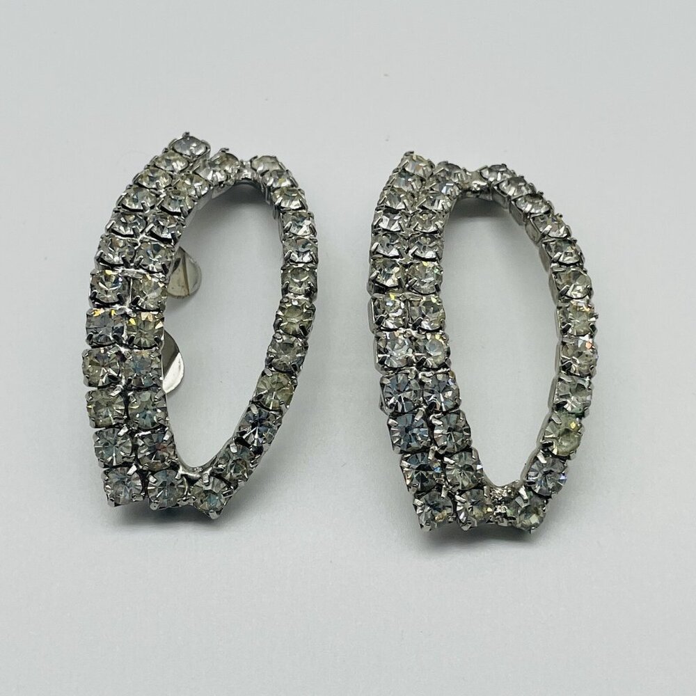 Vintage MUSI Rhinestone Shoe Clips Signed Statement - Picture 4 of 10